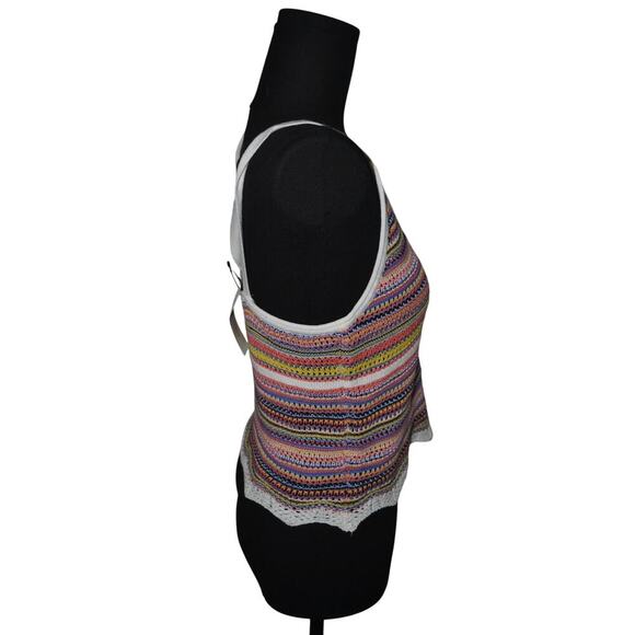 Blue Rain Knit Striped V Neck Striped Tank Top Size Small New - Picture 3 of 5